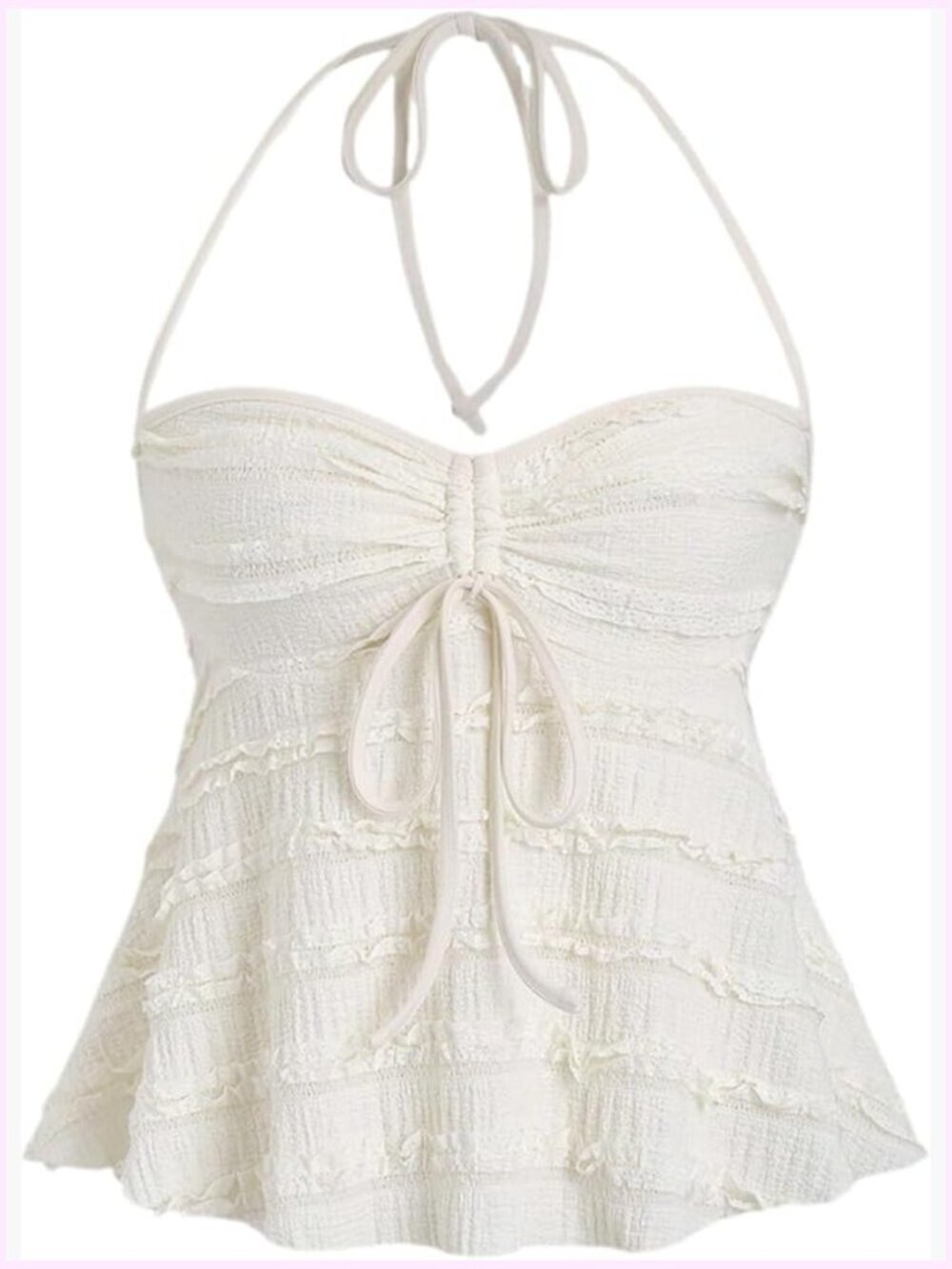 Peplum Halter Crop Top Drawstring Tie Front Cami Y2K Summer Going Out